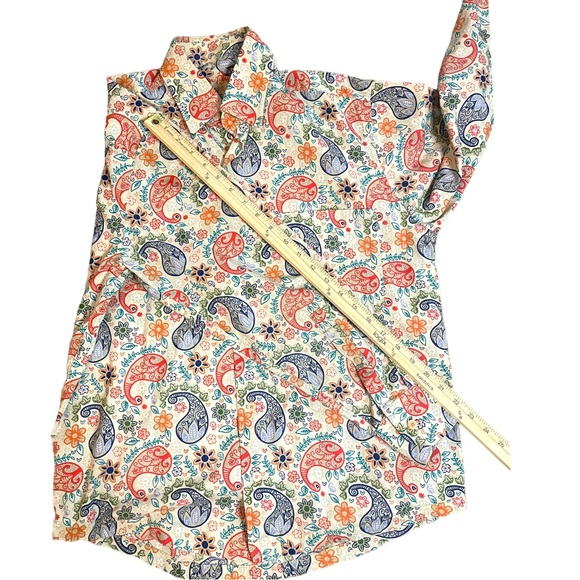 Mens Alan Flusser Longsleeve Bright Vivid Paisley Button Down Shirt Size Small - Picture 7 of 8